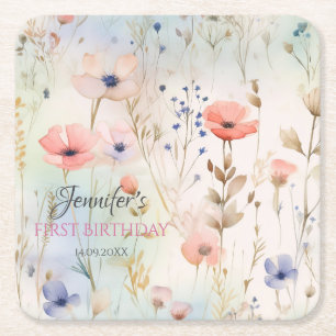 Elegant Floral Fairy Party Onderzetter