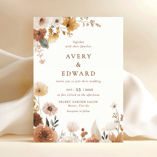 Elegant Floral Fall Wedding  Kaart