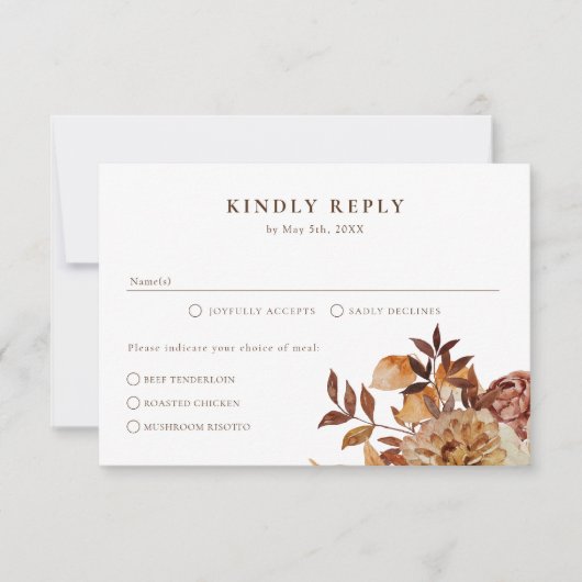 Elegant Floral Fall Wedding RSVP Kaartje (Voorkant)