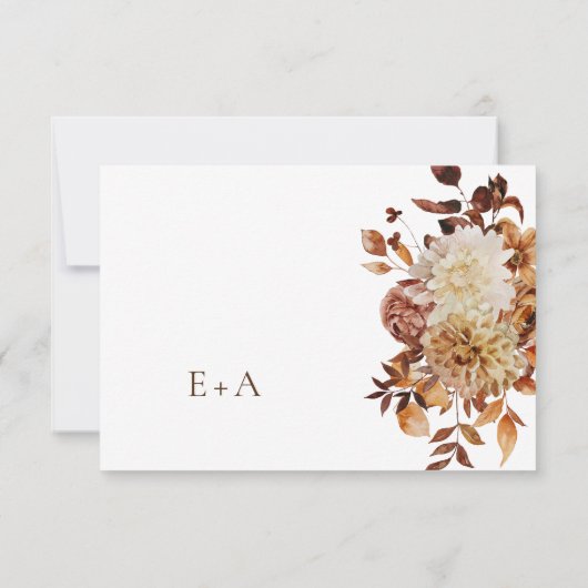 Elegant Floral Fall Wedding RSVP Kaartje (Achterkant)