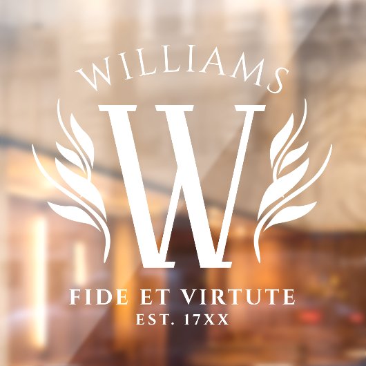 Elegant Floral Family Surname Monogram Motto Raamsticker (Vel 2)