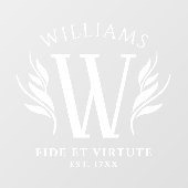 Elegant Floral Family Surname Monogram Motto Raamsticker (Vel)
