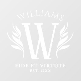 Elegant Floral Family Surname Monogram Motto Raamsticker