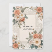 Elegant Floral Faux Embossed Wedding Invitation Kaart (Achterkant)