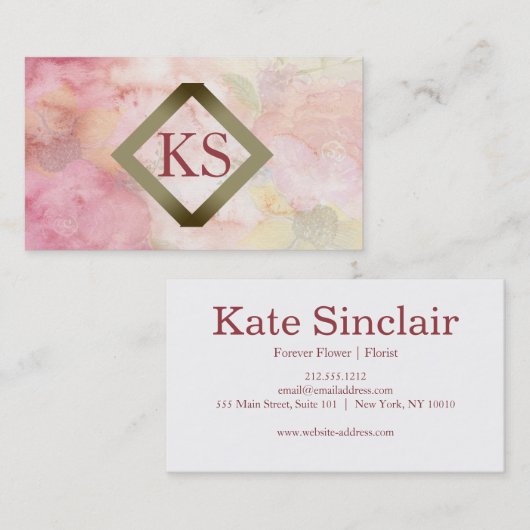 Elegant Floral Faux Gold Foil Florist Pink Visitekaartje (Voorkant / Achterkant)