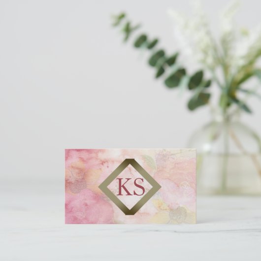 Elegant Floral Faux Gold Foil Florist Pink Visitekaartje (Staand voorkant)