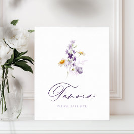 Elegant Floral Favors Sign Poster
