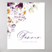 Elegant Floral Favors Sign Poster (Voorkant)