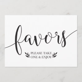 Elegant Floral Favors Wedding Decor Sign Kaart