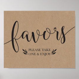 Elegant Floral Favors Wedding Decor Sign Poster