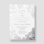 Elegant Floral First Community Silver Folie Uitnodiging