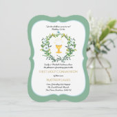 Elegant Floral First Heilige Communauteit Uitnodig Kaart (Staand voorkant)