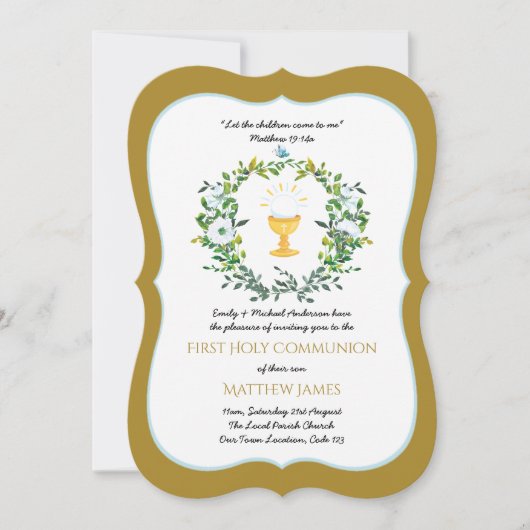 Elegant Floral First Heilige Communauteit Uitnodig Kaart (Voorkant)