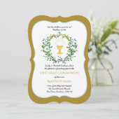 Elegant Floral First Heilige Communauteit Uitnodig Kaart (Staand voorkant)