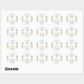 Elegant Floral First Heilige Communie Dank u wel Ronde Sticker (Vel)