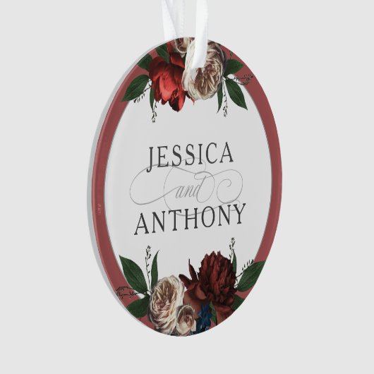 Elegant Floral First Kerstbruilding Keepslag Ornament (voorkant)