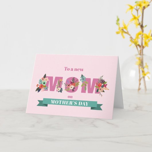 Elegant Floral First Moederdag Kaart (Gele Bloem)
