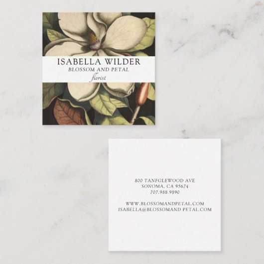 Elegant Floral Floral Vierkante Visitekaartje (Voorkant / Achterkant)