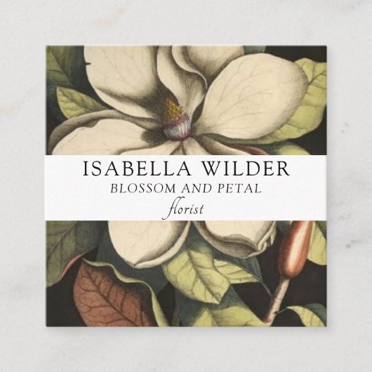 Elegant Floral Floral Vierkante Visitekaartje (Voorkant)