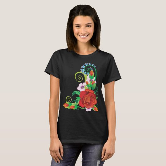 “Elegant Floral Flourish” T-shirt (Voorkant volledig)