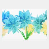 Elegant Floral Flower Theme Blue Pink Paars Inpakpapier Vel (Voorkant)