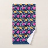 Elegant Floral Flowers Pink Yellow Buds Greenery Bad Handdoek (Handdoek)
