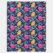 Elegant Floral Flowers Pink Yellow Buds Greenery Fleece Deken (Voorkant)
