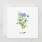 Elegant Floral Foliage Dusty Blue Pink Wedding Kaart (Achterkant)