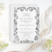 Elegant Floral Formal Botanical Wedding Invitation