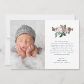 Elegant Floral Foto Baptisme Hartelijk dank Kaart (Achterkant)