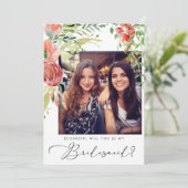 Elegant Floral Foto Bridesmaid Voorstel Kaart (Staand voorkant)