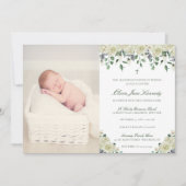 Elegant Floral & Fotokatholieke Baptism Uitnodigin Kaart (Voorkant)