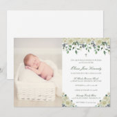 Elegant Floral & Fotokatholieke Baptism Uitnodigin Kaart (Voorkant / Achterkant)