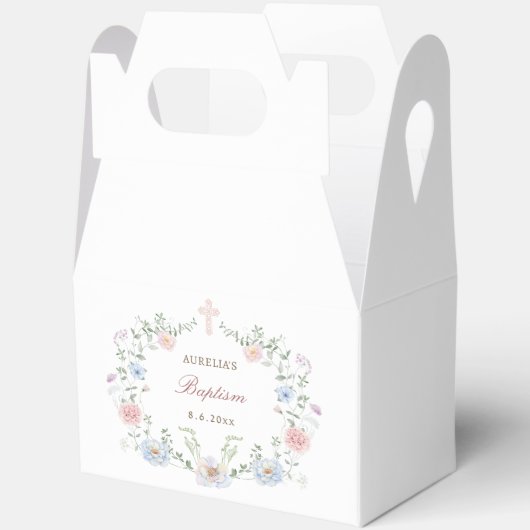 Elegant Floral Frame Baptism Gable Bedankdoosjes (Open)