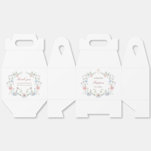 Elegant Floral Frame Baptism Gable Bedankdoosjes (Ongevouwen)