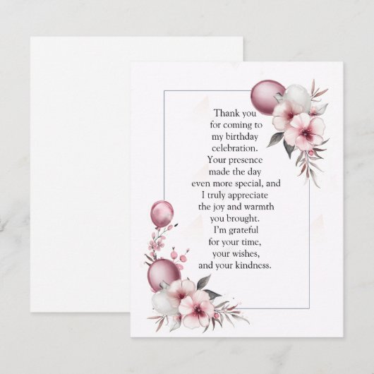 Elegant Floral Frame Bedankkaart (Voorkant / Achterkant)