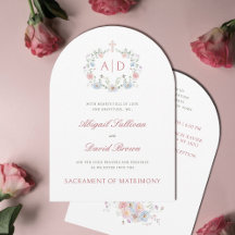 Elegant Floral Frame Monograms Catholic Wedding