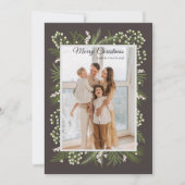 Elegant Floral Frame Simple Family Photo Feestdagenkaart (Voorkant)