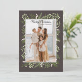 Elegant Floral Frame Simple Family Photo Feestdagenkaart (Staand voorkant)