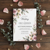 Elegant Floral Frame Wedding Invitation Kaart