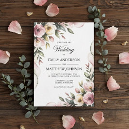 Elegant Floral Frame Wedding Invitation Kaart