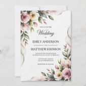 Elegant Floral Frame Wedding Invitation Kaart (Voorkant)