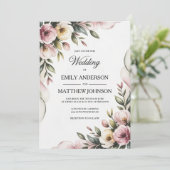 Elegant Floral Frame Wedding Invitation Kaart (Staand voorkant)
