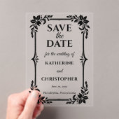 Elegant Floral Frame Wedding Save the Date Acryl Uitnodigingen (Insitu (Draagbaar))