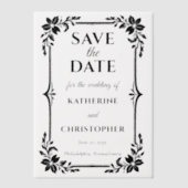 Elegant Floral Frame Wedding Save the Date Vellum Uitnodigingen (Voorkant)