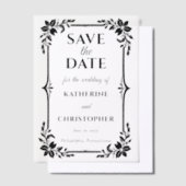 Elegant Floral Frame Wedding Save the Date Vellum Uitnodigingen (Offset)