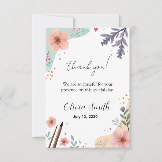 Elegant Floral Frame with Soft Pastel Accents Bedankkaart (Voorkant)