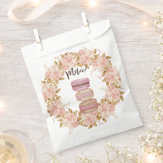 Elegant Floral French Macaron Paris Party Bedankzakje (Geknipt)
