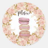 Elegant Floral French Macaron Paris Party Ronde Sticker (Voorkant)