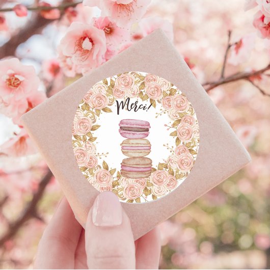 Elegant Floral French Macaron Paris Party Ronde Sticker